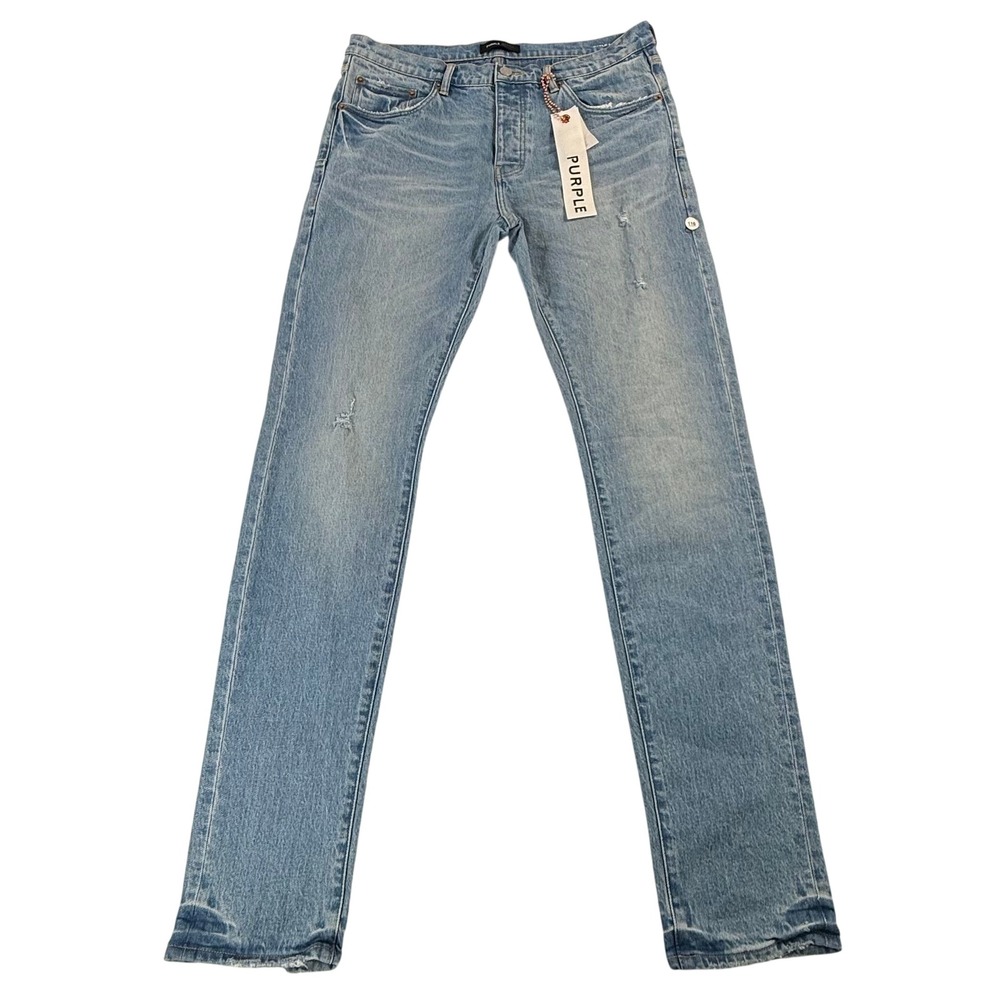 Purple Brand P001 Light Indigo Vintage Skinny Jeans Mens 34 Distressed Denim